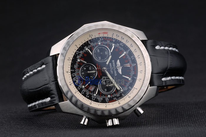 Breitling replica chrono navitimer strip leather black dial imitazione copia - immagine 3