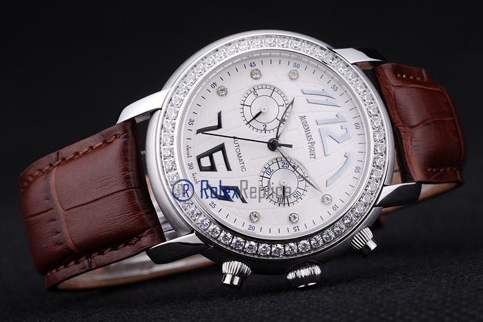 audemars piguet replica chrono tourbillon acciaio white strip leather imitazione copia - immagine 5