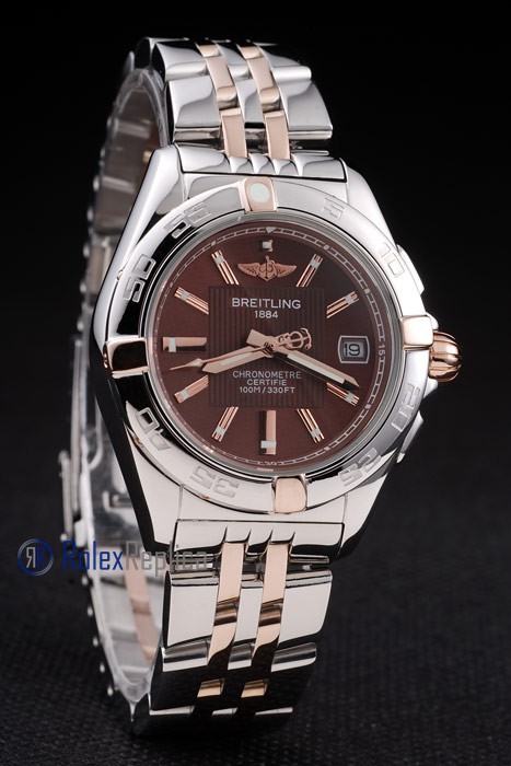 Breitling replica chronographe lady brown acciaio oro imitazione copia - immagine 2