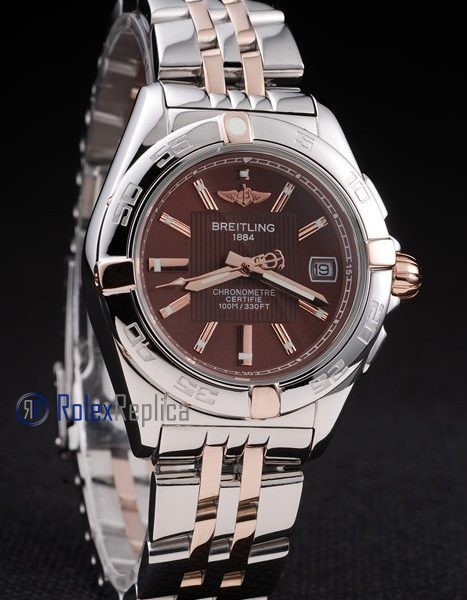 Breitling replica chronographe lady brown acciaio oro imitazione copia