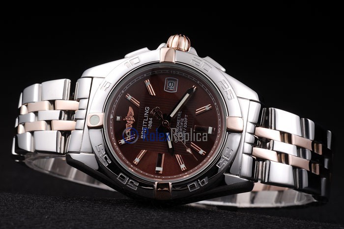 Breitling replica chronographe lady brown acciaio oro imitazione copia - immagine 4