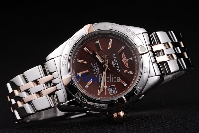 Breitling replica chronographe lady brown acciaio oro imitazione copia - immagine 5