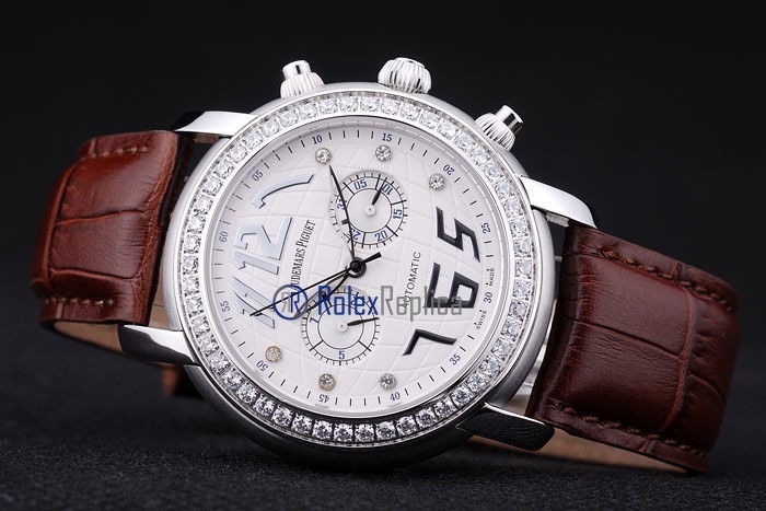 audemars piguet replica chrono tourbillon acciaio white strip leather imitazione copia - immagine 6