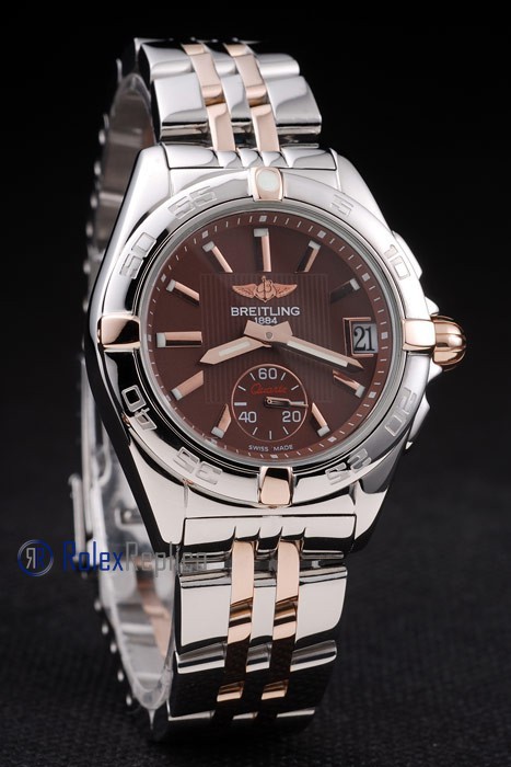 Breitling replica chronographe lady brown acciaio oro imitazione copia - immagine 2