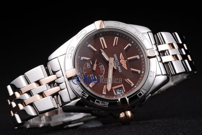 Breitling replica chronographe lady brown acciaio oro imitazione copia - immagine 4