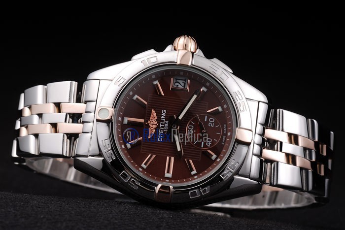 Breitling replica chronographe lady brown acciaio oro imitazione copia - immagine 5