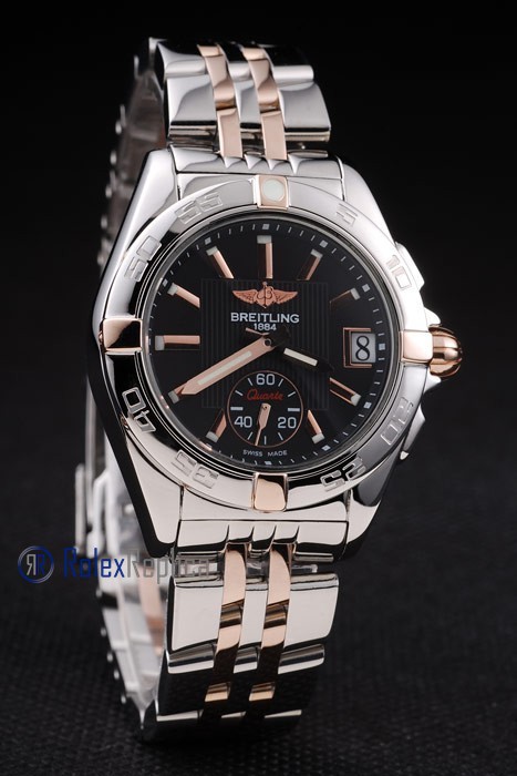 Breitling replica chronographe lady black dial acciaio oro imitazione copia - immagine 2