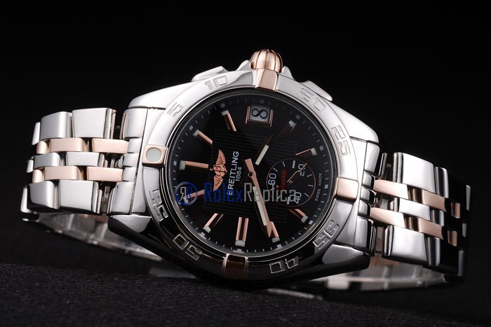 Breitling replica chronographe lady black dial acciaio oro imitazione copia - immagine 4
