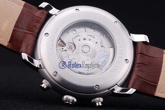 audemars piguet replica chrono tourbillon acciaio white strip leather imitazione copia - immagine 10