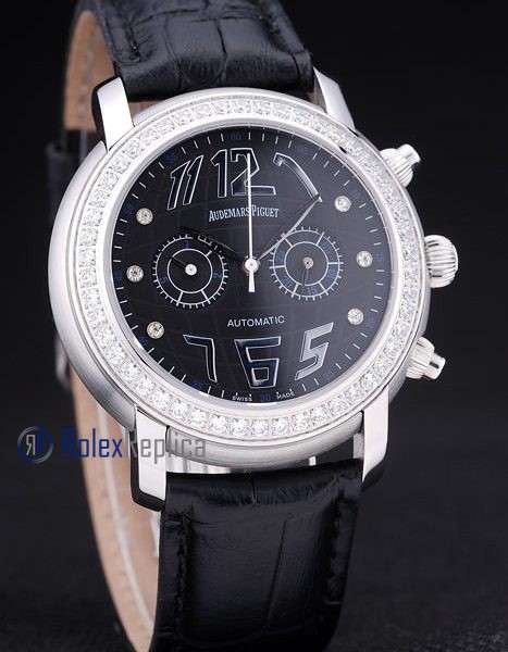 audemars piguet replica chrono tourbillon acciaio black strip leather imitazione copia