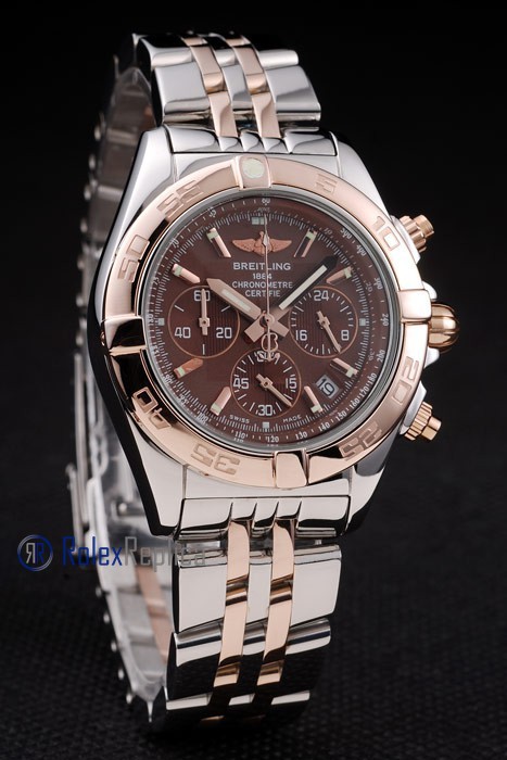 Breitling replica chrono chronographe lady brown dial acciaio oro imitazione copia - immagine 2