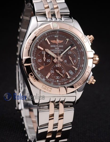 Breitling replica chrono chronographe lady brown dial acciaio oro imitazione copia