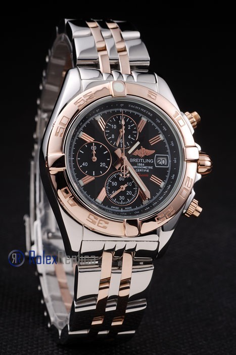 Breitling replica chrono chronographe lady black dial acciaio oro imitazione copia - immagine 2