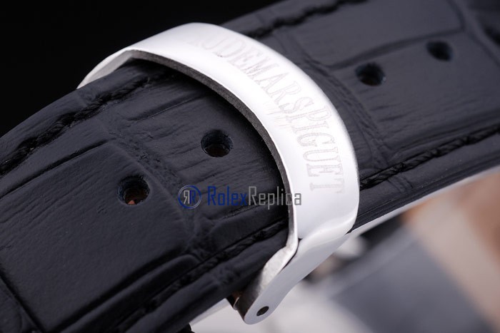 audemars piguet replica chrono tourbillon acciaio black strip leather imitazione copia - immagine 7