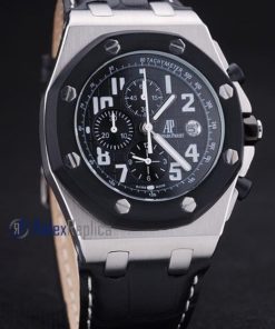 audemars piguet replica chrono offshore gommino strip leather black dial imitazione copia