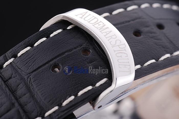 audemars piguet replica chrono offshore gommino strip leather black dial imitazione copia - immagine 7
