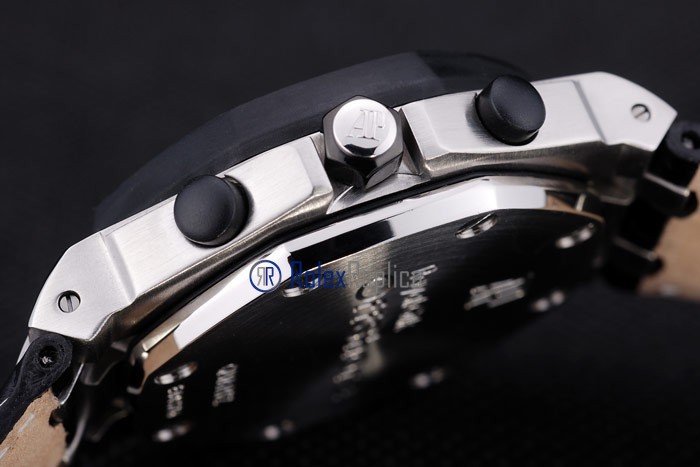 audemars piguet replica chrono offshore gommino strip leather black dial imitazione copia - immagine 2