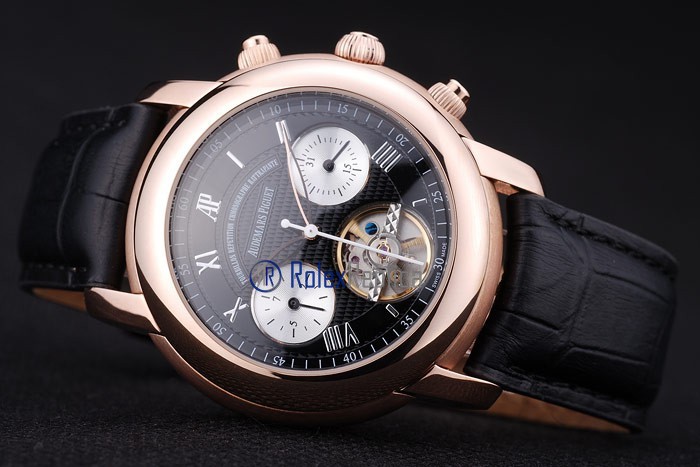 audemars piguet replica chrono rose gold strip leather imitazione copia - immagine 5