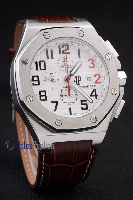 audemars piguet replica chrono offshore shaquille o'neal white strip leather imitazione copia - immagine 3