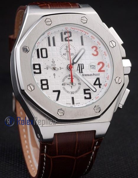 audemars piguet replica chrono offshore shaquille o'neal white strip leather imitazione copia