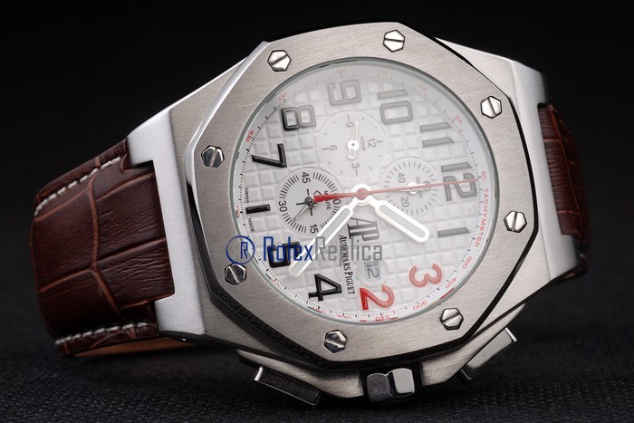 audemars piguet replica chrono offshore shaquille o'neal white strip leather imitazione copia - immagine 5