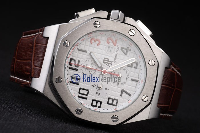 audemars piguet replica chrono offshore shaquille o'neal white strip leather imitazione copia - immagine 6