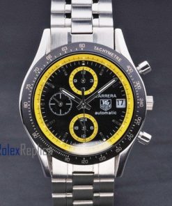 Tag-heuer replica carrera chrono acciaio yellow dial imitazione copia