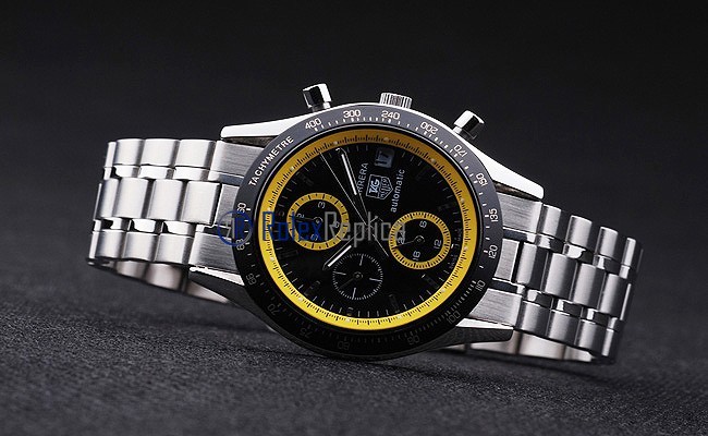 Tag-heuer replica carrera chrono acciaio yellow dial imitazione copia - immagine 9