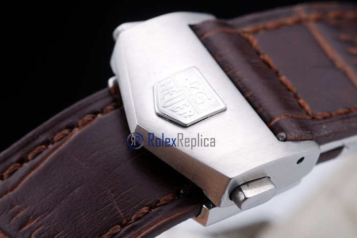 Tag-heuer replica carrera calibre 16 chrono white dial strip leather imitazione copia - immagine 8