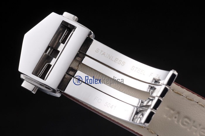 Tag-heuer replica carrera calibre 16 chrono white dial strip leather imitazione copia - immagine 9