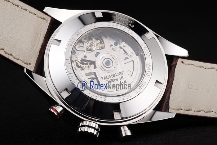Tag-heuer replica carrera calibre 16 chrono white dial strip leather imitazione copia - immagine 12