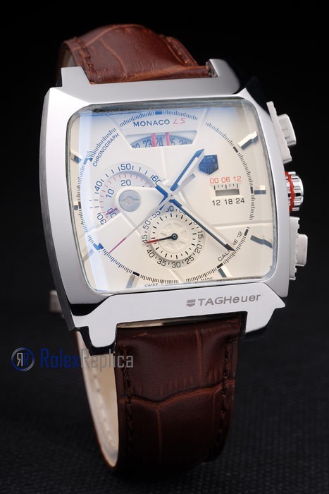 Tag-heuer replica gran carrera monaco strip leather chrono acciaio imitazione copia - immagine 2