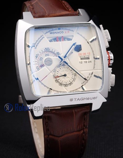 Tag-heuer replica gran carrera monaco strip leather chrono acciaio imitazione copia