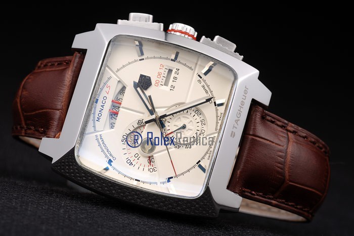 Tag-heuer replica gran carrera monaco strip leather chrono acciaio imitazione copia - immagine 5