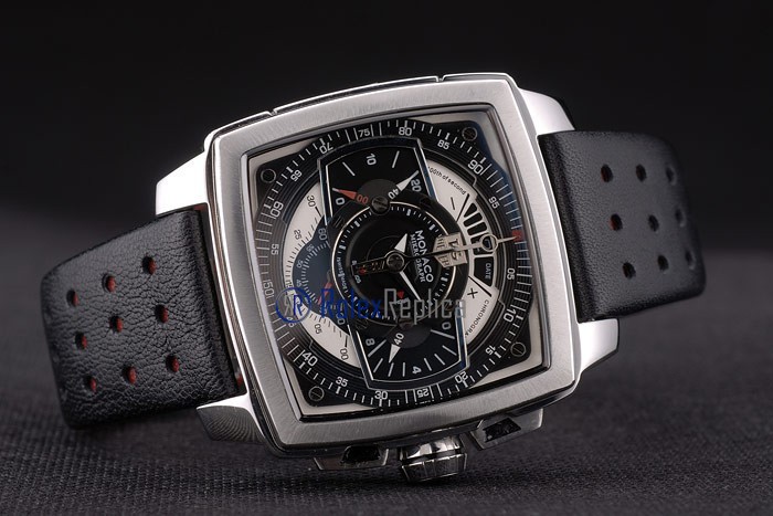 Tag-heuer replica gran carrera monaco strip rubber-b chrono black imitazione copia - immagine 7