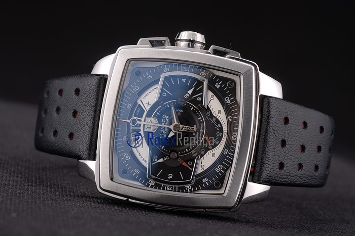Tag-heuer replica gran carrera monaco strip rubber-b chrono black imitazione copia - immagine 8