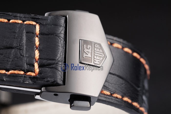 Tag-heuer replica gran carrera monaco gulf strip leather chrono black imitazione copia - immagine 7