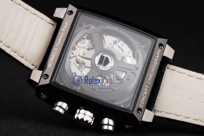 Tag-heuer replica gran carrera monaco gulf strip leather chrono black imitazione copia - immagine 10