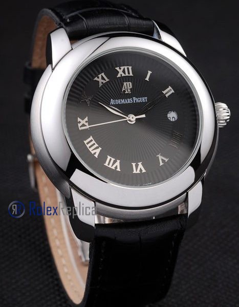 audemars piguet replica black dial strip leather imitazione copia - immagine 4