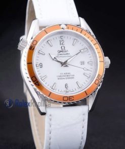 Omega replica seamaster strip leather white dial imitazione copia