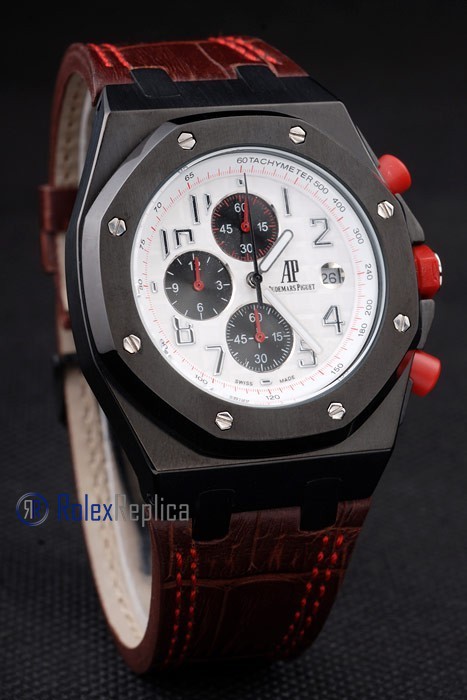 audemars piguet replica chrono offshore singapore GP2008 dial panda strip leather imitazione copia - immagine 2