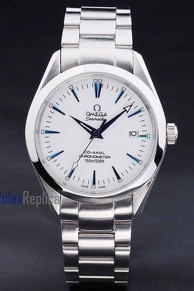 Omega replica seamaster co-axial acciaio white dial imitazione copia - immagine 3