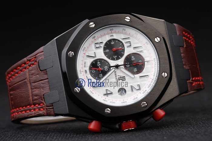 audemars piguet replica chrono offshore singapore GP2008 dial panda strip leather imitazione copia - immagine 4