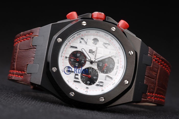audemars piguet replica chrono offshore singapore GP2008 dial panda strip leather imitazione copia - immagine 5