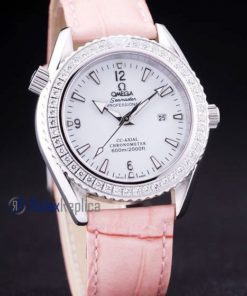 Omega replica seamaster co-axial lady strip leather imitazione copia