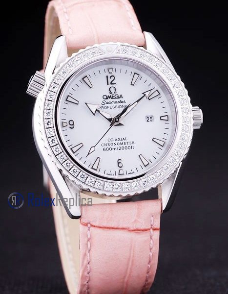 Omega replica seamaster co-axial lady strip leather imitazione copia