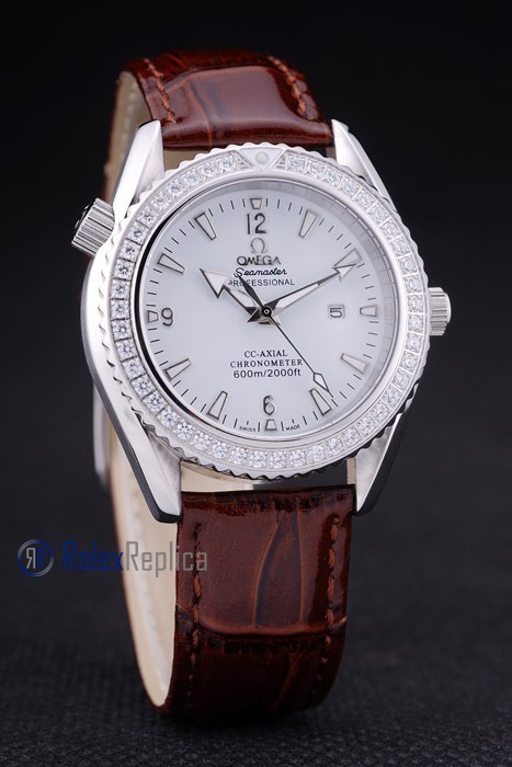 Omega replica seamaster co-axial lady brown strip leather imitazione copia - immagine 2