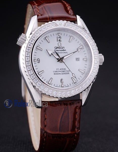 Omega replica seamaster co-axial lady brown strip leather imitazione copia