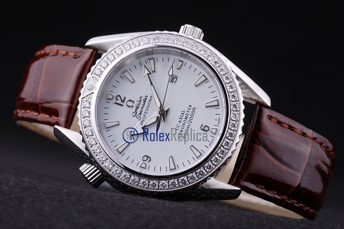 Omega replica seamaster co-axial lady brown strip leather imitazione copia - immagine 4