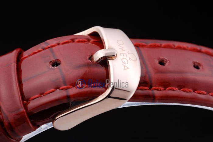 Omega replica seamaster co-axial red lady strip leather imitazione copia - immagine 6